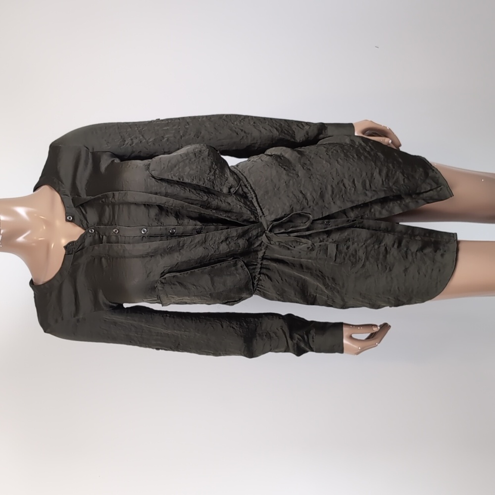 Jacob Long Sleeve Mini Shirt Dress Army Utility Buttoned Drawstring Gorpcore
